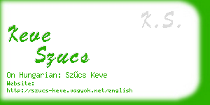 keve szucs business card