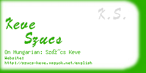 keve szucs business card